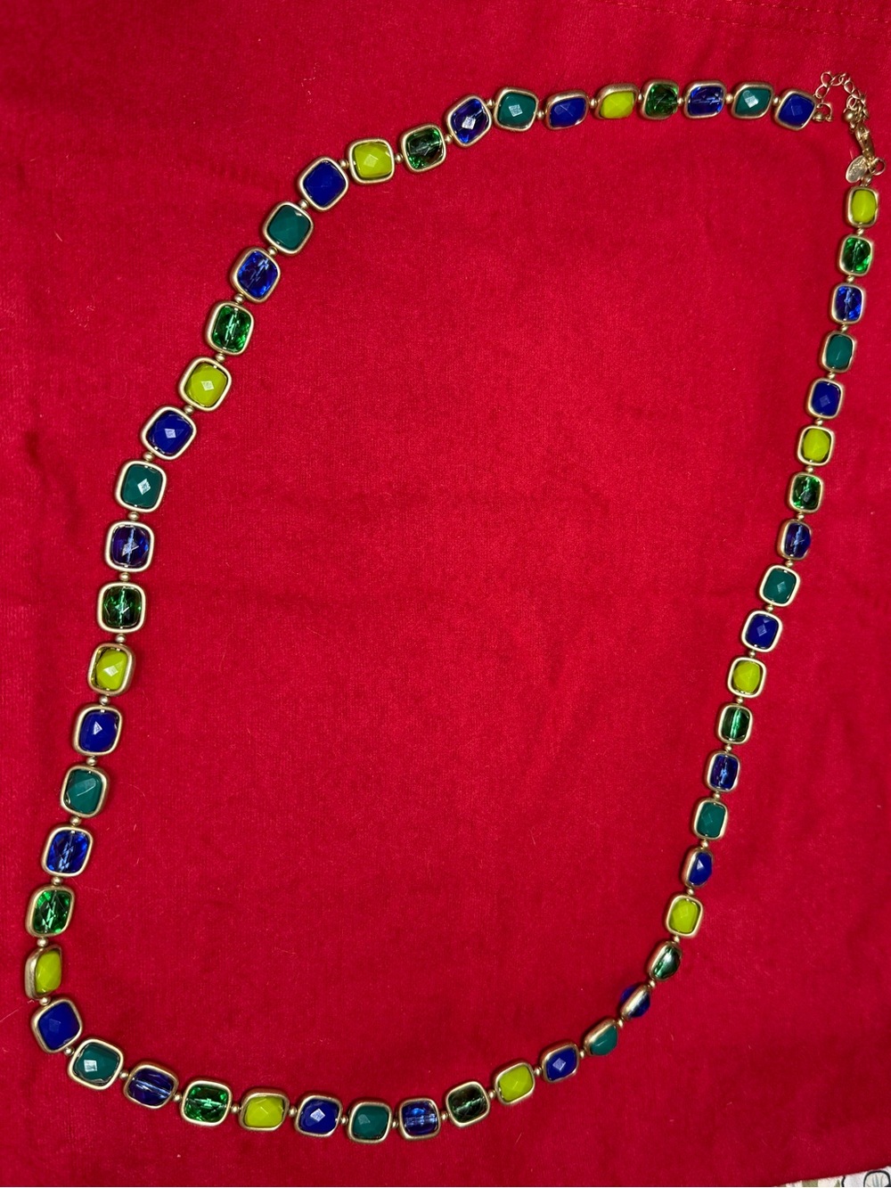 Multi-Color Bead Station Necklace - Gold, Green, Blue & Lime